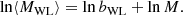 $$ \begin{aligned} \ln \langle M_{\rm WL}\rangle = \ln b_{\rm WL} + \ln M. \end{aligned} $$