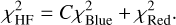 $\chi _{{\rm{HF}}}^2 = C\chi _{{\rm{Blue}}}^2 + \chi _{{\rm{Red}}}^2.$