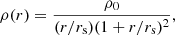 Mathematical equation: $$ \begin{aligned} \rho (r)=\frac{\rho _0}{(r/r_{\rm s})(1+r/r_{\rm s})^2}, \end{aligned} $$