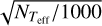 $\sqrt {{N_{{T_{{\rm{eff}}}}}}/1000}$