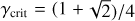 Mathematical equation: ${\gamma _{{\rm{crit}}}} = \left( {1 + \sqrt 2 } \right)/4$