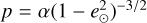 Mathematical equation: $p = \alpha {\left( {1 - e_ \odot ^2} \right)^{ - 3/2}}$