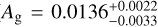 ${A_{\rm{g}}} = 0.0136_{ - 0.0033}^{ + 0.0022}$