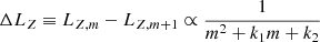 $ \Delta L_Z\equiv L_{Z,m}- L_{Z,m+1}\propto \frac{1}{m^2+k_1m+k_2} $