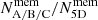 $ N^{\mathrm{mem}}_{\mathrm{A/B/C}}/N^{\mathrm{mem}}_{\mathrm{5D}} $