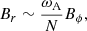 $$ \begin{aligned} B_r\sim \frac{\omega _{\rm A}}{N}B_{\phi }, \end{aligned} $$
