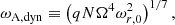 $$ \begin{aligned} \omega _{\rm A, dyn}\equiv \left(qN\Omega ^4\omega _{r,0}^2\right)^{1/7}, \end{aligned} $$