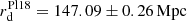 $ r_{\rm d}^\mathrm{Pl18} = 147.09\pm0.26\,\mathrm{Mpc} $