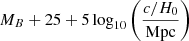 $ M_B + 25 + 5 \log_{10} \left(\frac{c/H_0}{\mathrm{Mpc}}\right) $