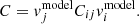 $$ \begin{aligned}&C = { v}_j^\mathrm{model} C_{ij} { v}_i^\mathrm{model}. \end{aligned} $$