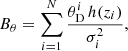 $$ \begin{aligned}&B_{\theta } = \sum _{i = 1}^{N} \frac{{\theta }_{\rm D}^{i}\, h(z_i) }{\sigma _i^2}, \end{aligned} $$
