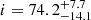 $ i = 74.2^{+7.7}_{-14.1} $