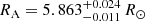 $$ \begin{aligned}&R_{\rm A} = 5.863^{+0.024}_{-0.011}\,R_\odot \end{aligned} $$