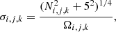 $$ \begin{aligned} \sigma _{i,j,k} = \frac{(N_{i,j,k}^2+5^2)^{1/4}}{\Omega _{i,j,k}}, \end{aligned} $$