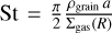 ${\rm{St}} = {\pi \over 2}{{{\rho _{{\rm{grain}}}}a} \over {{\sum _{{\rm{gas}}}}(R)}}$