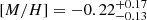 $ {[M/H]} =-0.22^{+0.17}_{-0.13} $