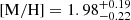 $ {\mathrm{[M/H]}}=1.98^{+0.19}_{-0.22} $