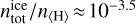 $n_{{\rm{tot}}}^{{\rm{ice}}}/{n_{\left\langle {\rm{H}} \right\rangle }} \approx {10^{ - 3.5}}$