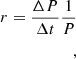 $$ \begin{aligned} r=\frac{\Delta P}{\Delta t}\frac{1}{P}\\ ,\end{aligned} $$