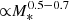 $ {\propto} M_*^{0.5-0.7} $