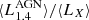 $ \langle{L_{1.4}^{\mathrm{AGN}}}\rangle/\langle{L_{X}}\rangle $