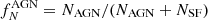 $ f_{N}^{\mathrm{AGN}} = N_{\mathrm{AGN}}/(N_{\mathrm{AGN}}+N_{\mathrm{SF}}) $