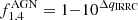 $ f_{1.4}^{\mathrm{AGN}} = 1{-}10^{\Delta q_{\mathrm{IRRC}}} $