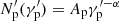 $ N^{\prime}_{\rm p}(\gamma^{\prime}_{\rm p}) = A_{\rm p}\gamma_{\rm p}^{\prime -\alpha} $