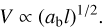 $V \propto {\left( {{a_{\rm{b}}}l} \right)^{{1 \mathord{\left/{\vphantom {1 2}} \right.\kern-\nulldelimiterspace} 2}}}.$