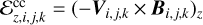 ${\cal E}_{z,i,j,k}^{{\rm{cc}}} = {\left( { - {{\bf{V}}_{i,j,k}} \times {{\bf{B}}_{i,j,k}}} \right)_z}$