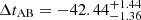 $ \Delta t_{\mathrm{AB}}=-42.44^{+1.44}_{-1.36} $