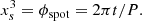 $$ \begin{aligned}&x_s^3 = \phi _\text{spot} = 2\pi t/P. \end{aligned} $$