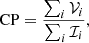 $$ \begin{aligned}&\text{CP} = \frac{\sum _i \mathcal{V} _i}{\sum _i \mathcal{I} _i}, \end{aligned} $$