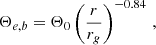 $$ \begin{aligned}&\Theta _{e,b} = \Theta _{0} \left( \frac{r}{r_g} \right)^{-0.84} \, , \end{aligned} $$