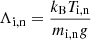 Mathematical equation: $$ \begin{aligned} \Lambda _{\rm i,n} = \frac{k_{\rm B} T_{\rm i,n}}{m_{\rm i,n}g} \end{aligned} $$