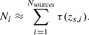 $$ \begin{aligned} N_l \approx \sum _{i=1}^{N_{\rm sources}} \tau (z_{s,i}). \end{aligned} $$