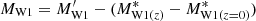 $ M_{\rm W1} = M^\prime_{\rm W1} - (M^*_{\mathrm{W1} (z)} - M^*_{\mathrm{W1} (z=0)}) $