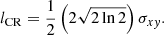 Mathematical equation: $$ \begin{aligned} l_\mathrm{CR} = \frac{1}{2} \left( 2\sqrt{2\ln 2} \right) \sigma _{x{ y}}. \end{aligned} $$