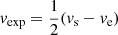 Mathematical equation: $$ \begin{aligned} v_{\rm exp} = \frac{1}{2}(v_{\rm s} - v_{\rm e}) \end{aligned} $$