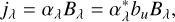 Mathematical equation: ${j_\lambda } = {\alpha _\lambda }{B_\lambda } = \alpha _\lambda ^*{b_u}{B_\lambda },$