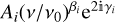 ${A_i}{\left( {{v \mathord{\left/{\vphantom {v {{v_0}}}} \right.\kern-\nulldelimiterspace} {{v_0}}}} \right)^{{\beta _i}}}{{\rm{e}}^{2\Mathematical Double-struck small I {\gamma _i}}}$
