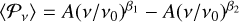 $\left\langle {{\Latin Capital Letter P _v}} \right\rangle = A{\left( {{v \mathord{\left/{\vphantom {v {{v_0}}}} \right.\kern-\nulldelimiterspace} {{v_0}}}} \right)^{{\beta _1}}} - A{\left( {{v \mathord{\left/{\vphantom {v {{v_0}}}} \right.\kern-\nulldelimiterspace} {{v_0}}}} \right)^{{\beta _2}}}$
