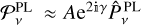$\Latin Capital Letter P _v^{{\rm{PL}}} \approx A{{\rm{e}}^{2\Mathematical Double-struck small I \gamma }}\hat P_v^{{\rm{PL}}}$