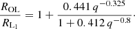$$ \begin{aligned} \frac{R_{\rm OL}}{R_{\rm L_1}} = 1 + \frac{0.441\,q^{-0.325}}{1 + 0.412\,q^{-0.8}}\cdot \end{aligned} $$