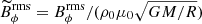 $ \widetilde{B}^{\mathrm{rms}}_\phi = B^{\mathrm{rms}}_{\phi}/(\rho_0 \mu_0 \sqrt{GM/R}) $