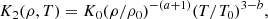 $$ \begin{aligned} K_2(\rho ,T) = K_0 (\rho /\rho _0)^{-(a+1)} (T/T_0)^{3-b}, \end{aligned} $$