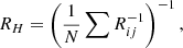 $$ \begin{aligned} R_{H}=\left(\frac{1}{N}\sum {R_{ij}^{-1}}\right)^{-1}, \end{aligned} $$
