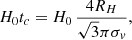 $$ \begin{aligned} H_{0}t_{c}=H_{0}\,\frac{4{R_{H}}}{\sqrt{3}\pi \sigma _{v}}, \end{aligned} $$