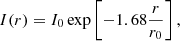 $$ \begin{aligned} I(r) = I_0\, {\exp } \left[-1.68\frac{r}{r_0}\right], \end{aligned} $$