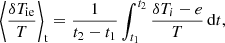 $$ \begin{aligned} \left\langle \frac{\delta T_{\rm ie}}{T} \right\rangle _{\rm t} = \frac{1}{t_{\rm 2} - t_{\rm 1}} \int _{t_{\rm 1}}^{t_{\rm 2}} \frac{\delta T_i-e}{T} \, \mathrm{d}t, \end{aligned} $$